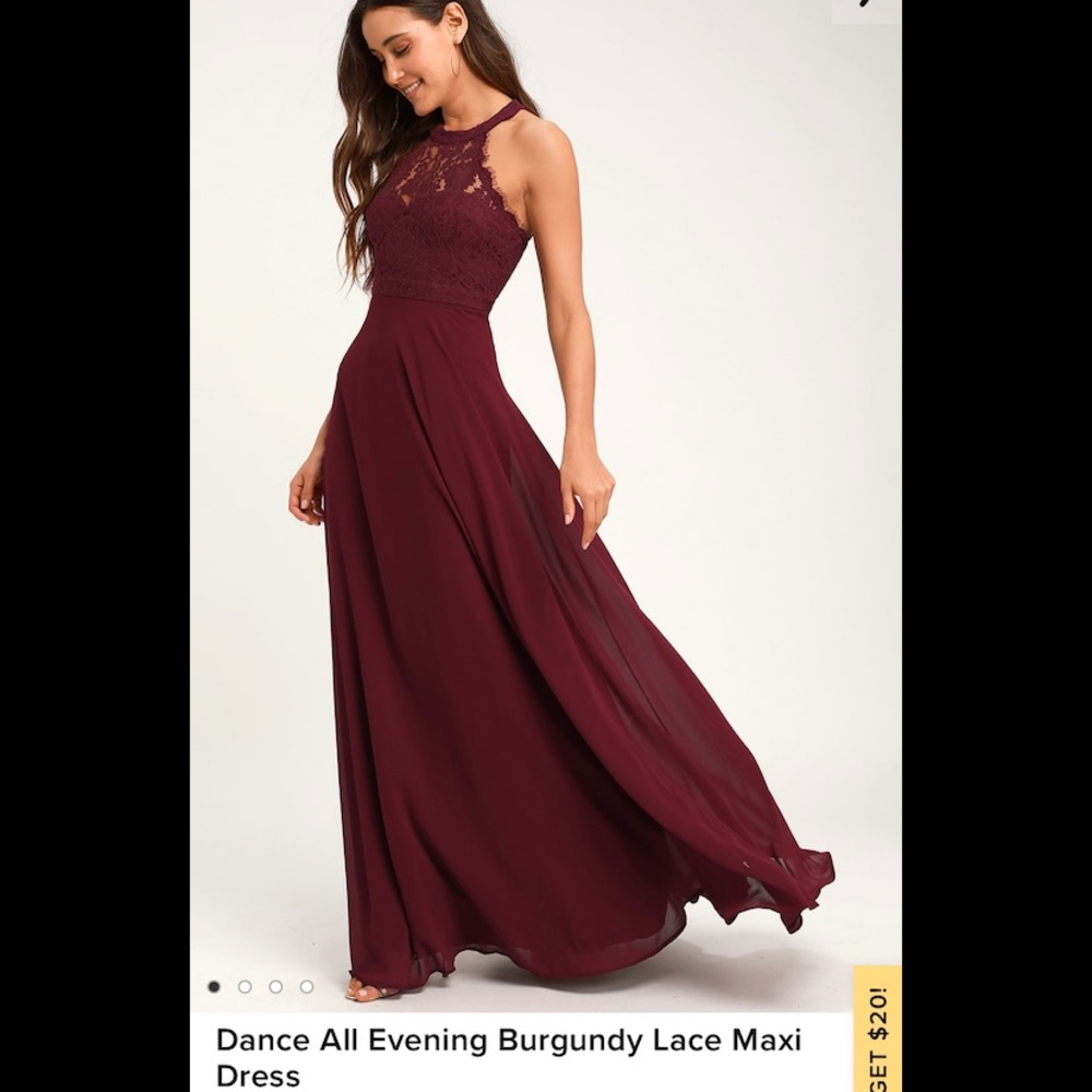Lulu’s dance all evening dress burgundy size small